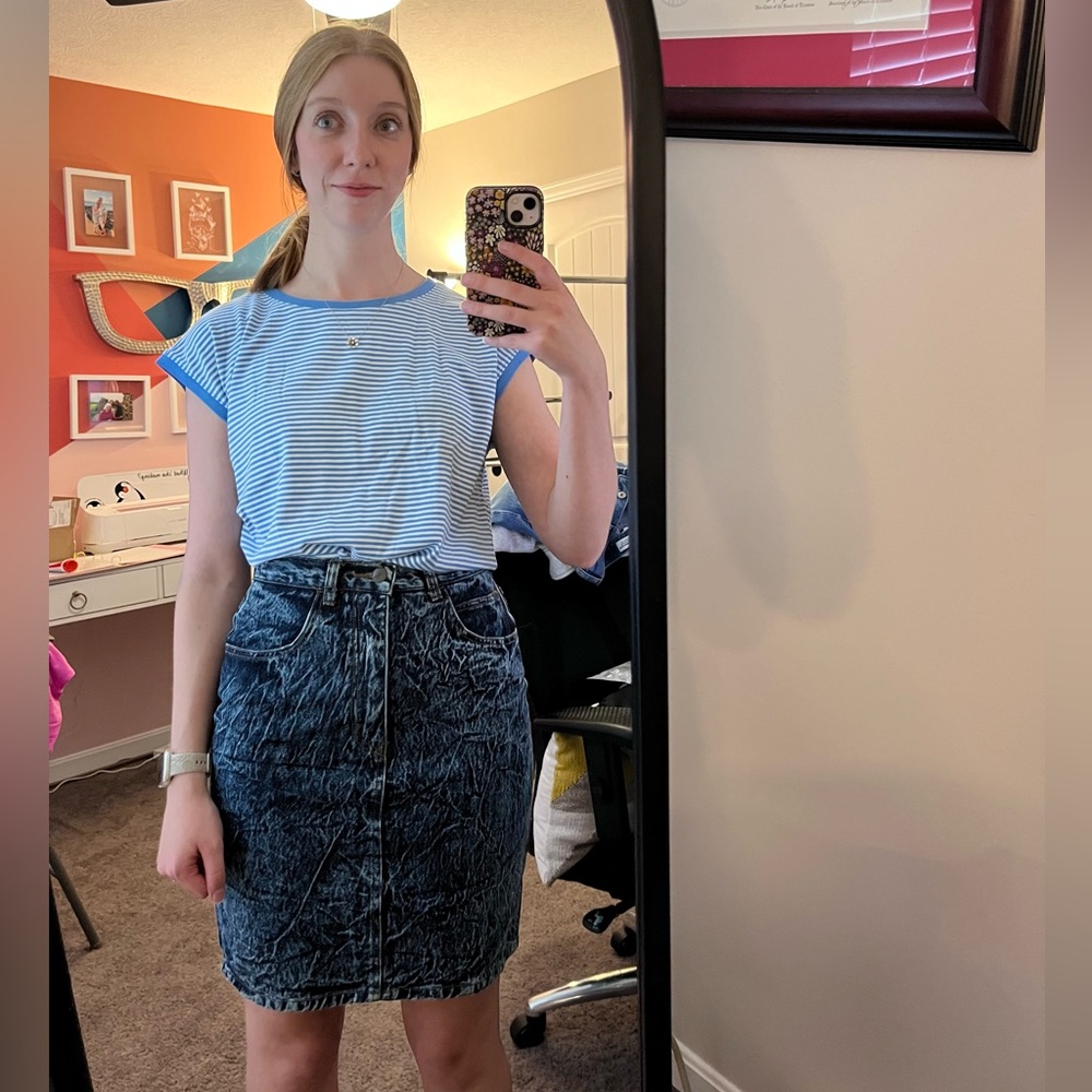 Vintage Denim Midi Skirt